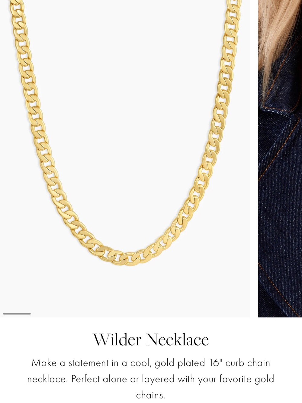 Gorjana Wilder 18k Gold-Plated Curb Chain Necklace 16” Mejuri Style - Picture 2 of 6